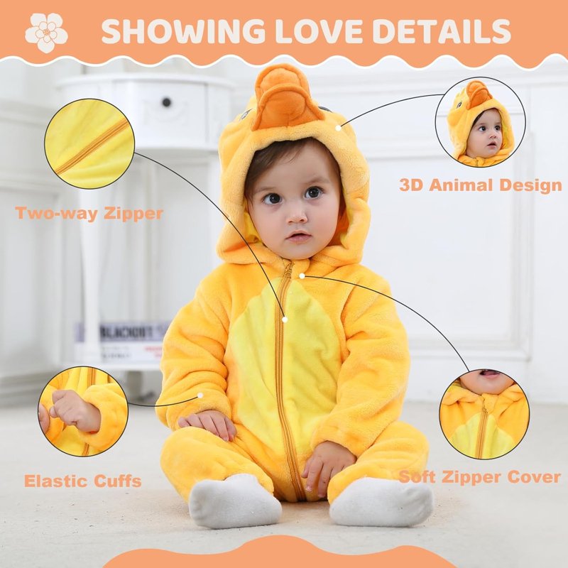 Baby Animal Costume Romper - Yellow Duck 24-30 Months Winter Flannel Hoodie