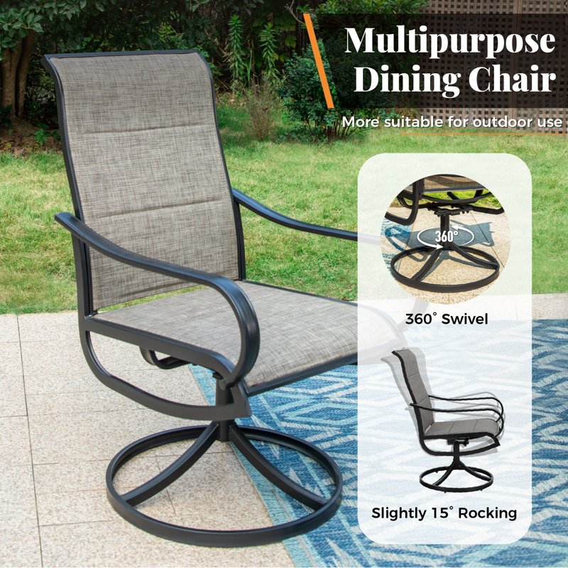 5-Piece Patio Dining Set with Swivel Chairs and Square Table