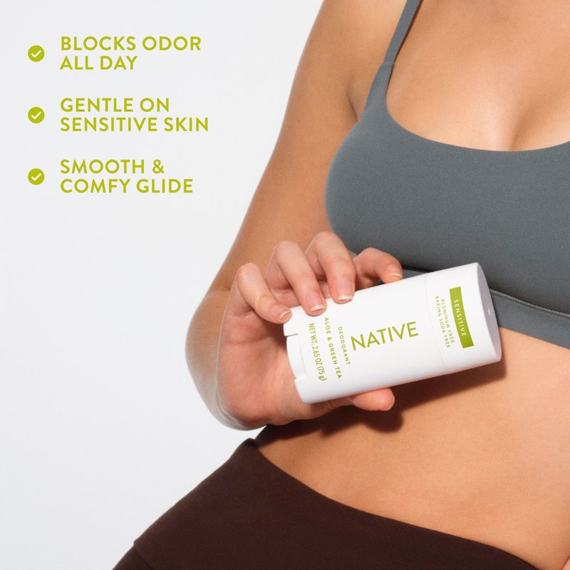 Sensitive Deodorant Stick for Women - Aluminum Free, Aloe & Green Tea, 2.65oz