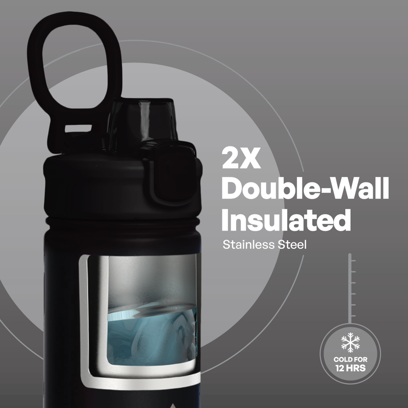 18oz Stainless Steel Ranger Push Water Bottle - Black