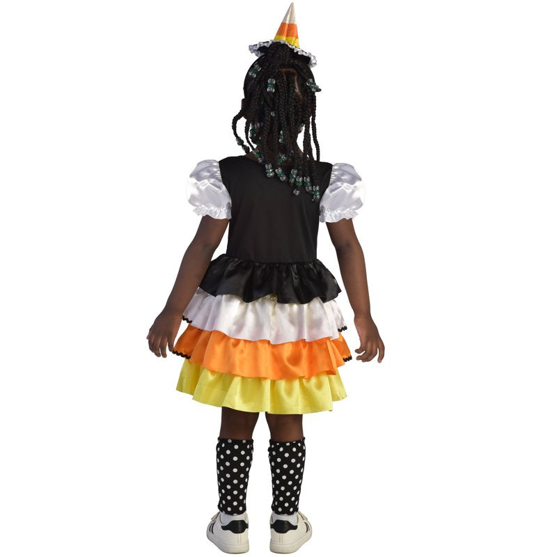 Toddler Candy Corn Witch Costume 2T Halloween Dress & Hat Set - Bright & Colorful