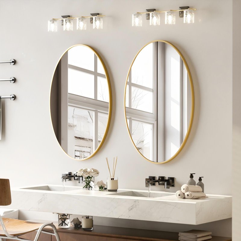 Oval Bathroom Mirror 20x28 Inches Wall Mirror Gold - Elegant & Durable