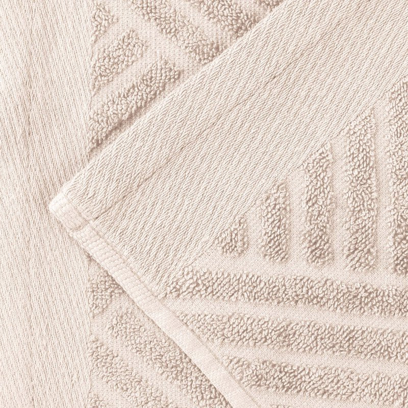 Ivory Jacquard Basketweave Egyptian Cotton 3 Piece Towel Set - Superior