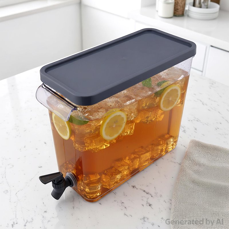 2-Gallon Acrylic Slim Fridge Dispenser - Gray - Single
