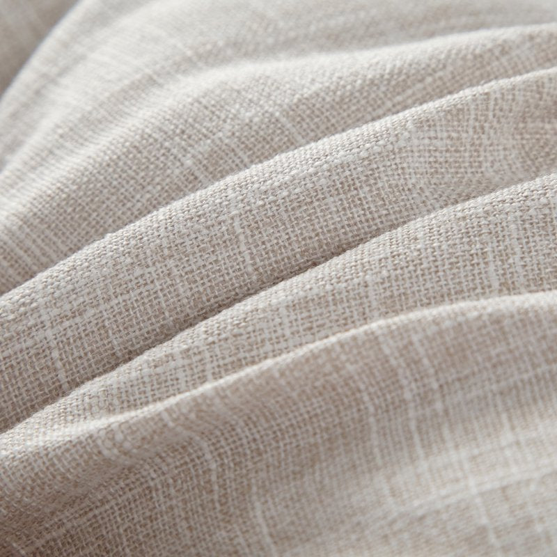 Beige Faux Linen Welcome Home Embroidered Decorative Pillow - 14x20 Inches