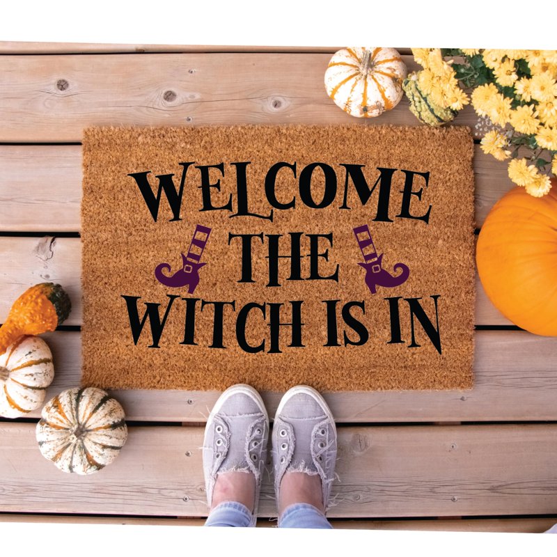Halloween Doormat - Welcome The Witch Is In Seasonal Entryway Rug 24x48 - Funny Fall Decor