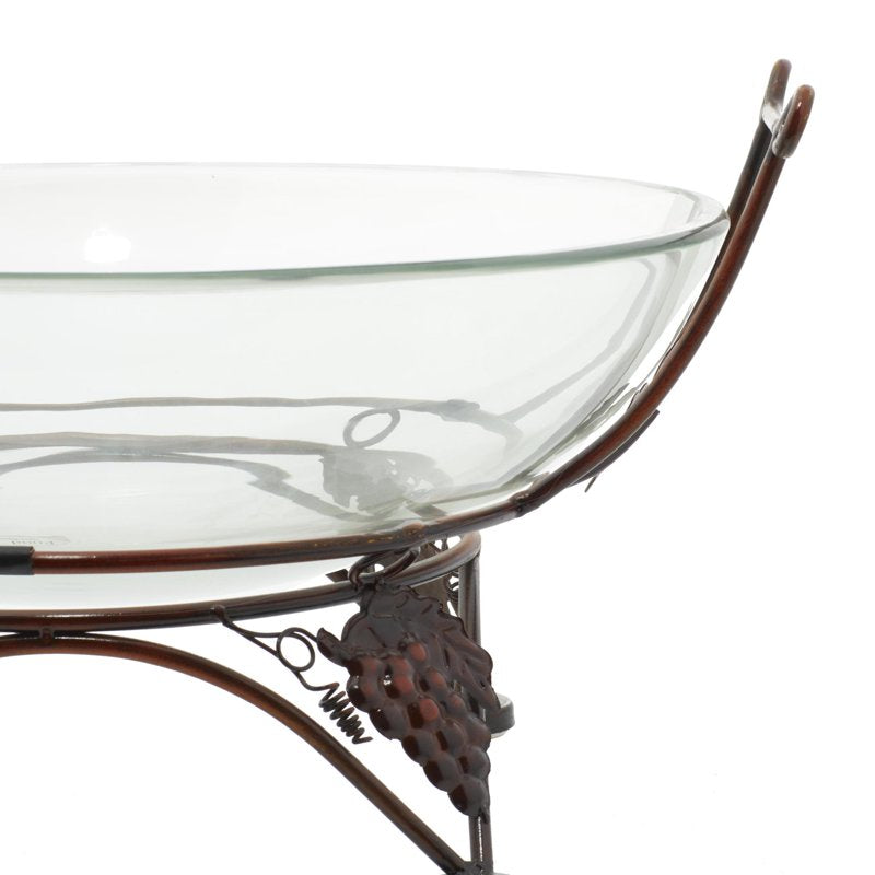 Clear Tempered Glass Kitchen Serving Bowl with Copper Base - 19" x 10"