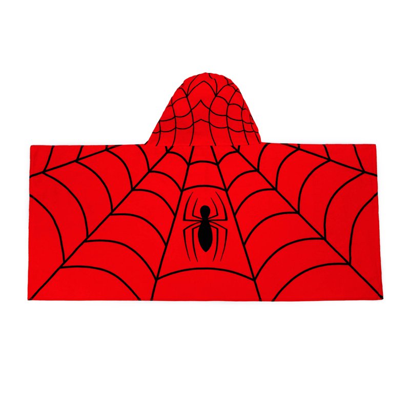 Kids Hooded Bath Towel Wrap - Spider-Man Red 51x22 Cotton Beach & Bath Towel