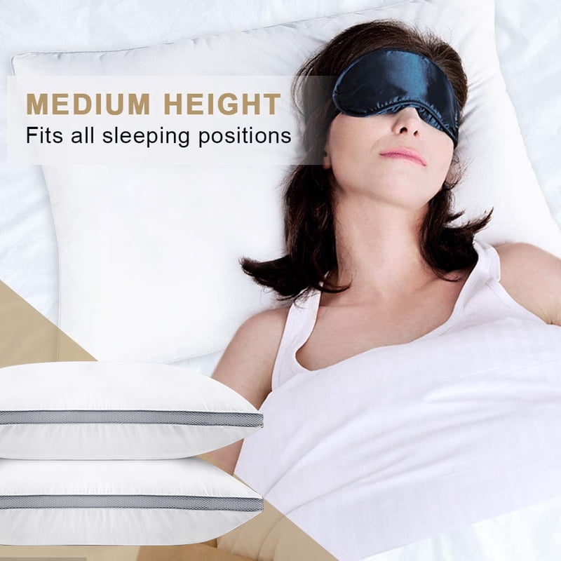 Queen Size Hypoallergenic Cotton Bed Pillow Set of 2 - Down Alternative 20x26 Variation