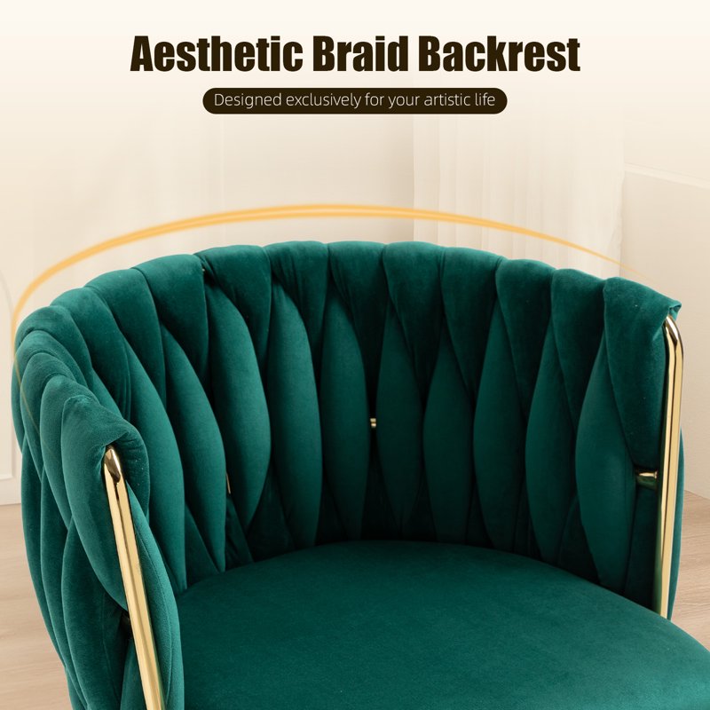 Velvet Dining Chairs Set of 6 with Metal Legs - Green