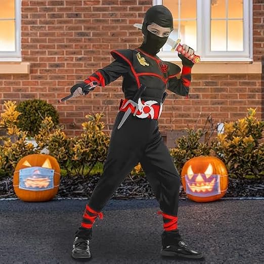 Kids Ninja Costume Set for Boys with Accessories - Black, Size M