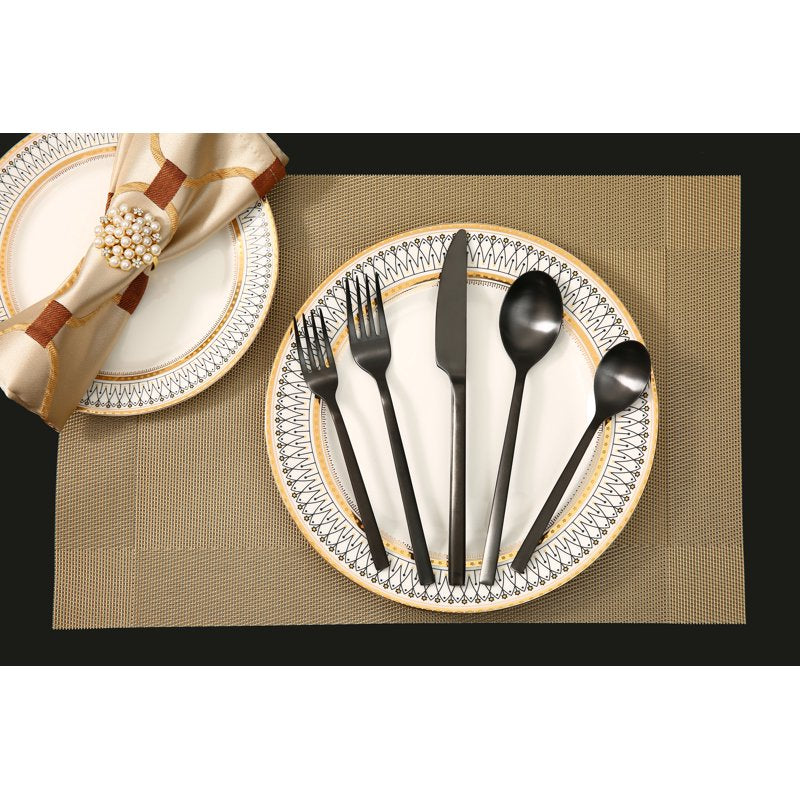 20-Piece Matte Black Stainless Steel Flatware Set - Service for 4