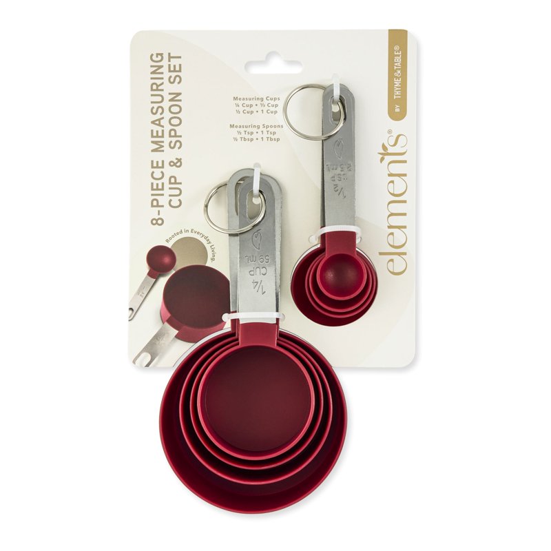 8-Piece Measuring Cups & Spoons Set - Red