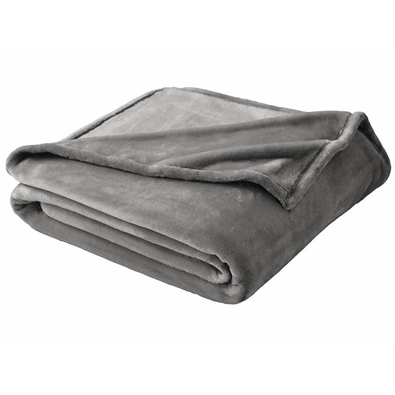 King Velvet Plush Blanket - Dark Grey, Cozy Reversible Bed Blanket for Adults & Teens
