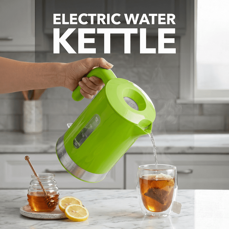 1.8L Electric Kettle - 1500W Fast Boiling, BPA-Free, Green