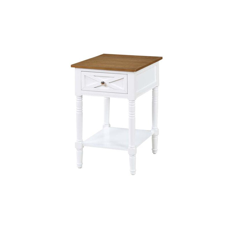 Country Oxford End Table with Charging Station - Multiple Colors