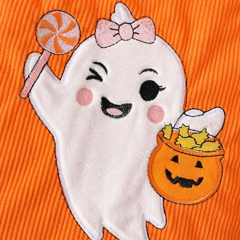 Baby Girl Halloween Pumpkin Ruffle Romper Set with Headband - 0-3 Months Orange Variation