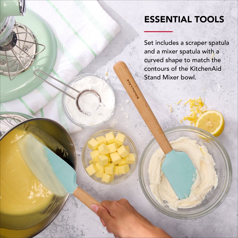 Silicone Mixing Spatula and Scraper Set - Mineral Water