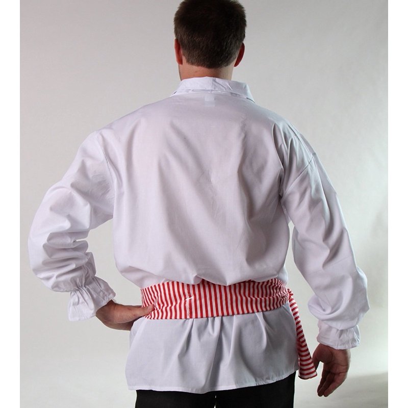 Men's Pirate Shirt with Ruffles & Lace-Up Front - White Costume Top