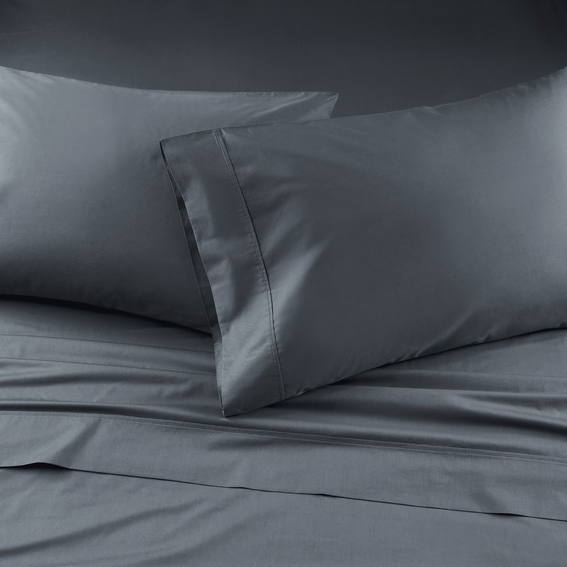 Better Homes & Gardens Cool & Crisp King Cotton Percale Sheet Set - Gray