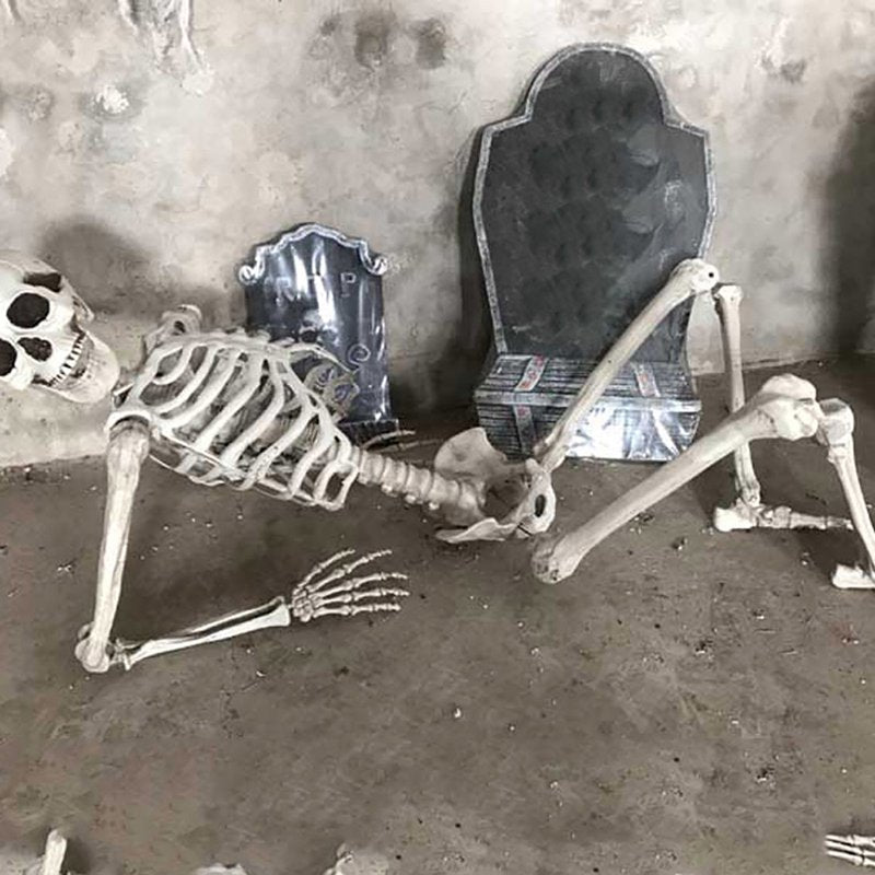 Halloween Skeleton Prop Full Size Human Skull Hand Body Decor for Halloween