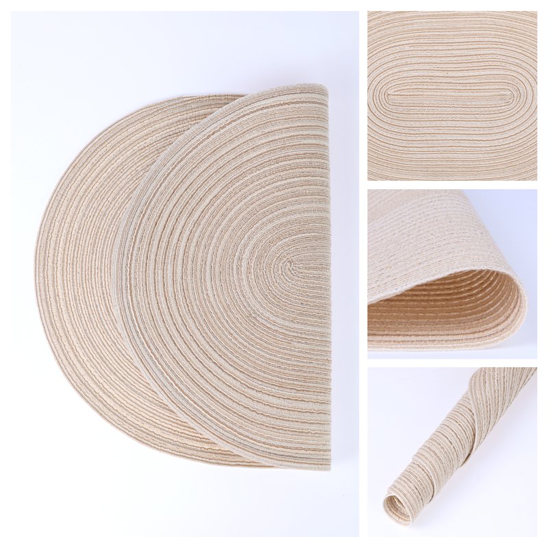 Oval Placemats for Dining Table - 6 Pack, Beige, 19.7" x 14"