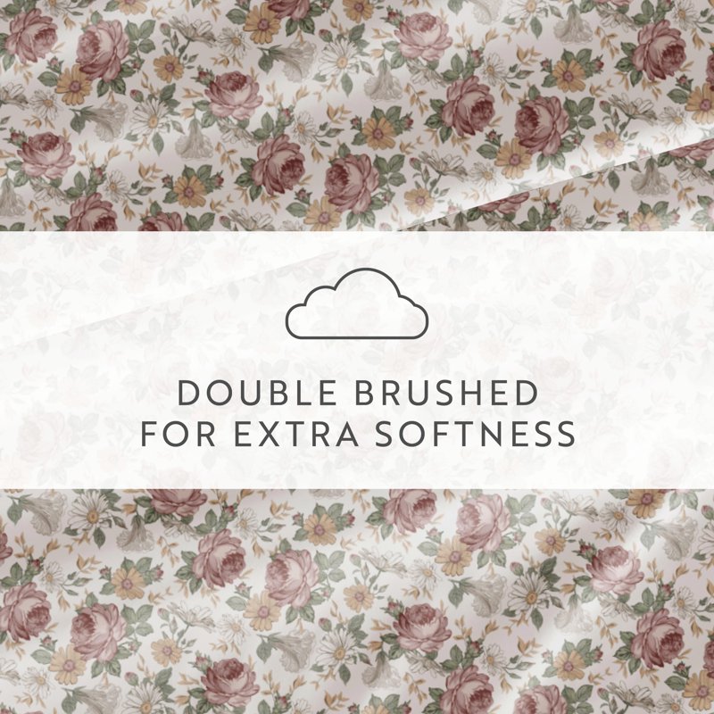King Floral Microfiber Bed Sheets Set - 4 Piece Pattern Microfiber Bedding