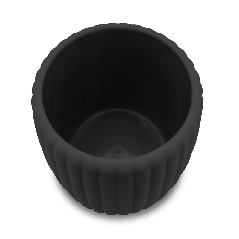 Toothbrush Holder - Black Ribbed Rubberized Plastic, Compact Bathroom Accessory