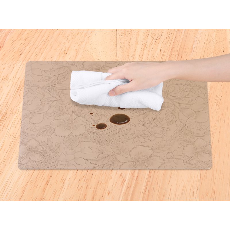 Faux Leather Placemats Set of 6 for Kitchen Dining - Apricot
