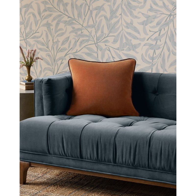 Rust Decorative Throw Pillow 22x22 Inches - Velvet & Cotton Accent Cushion
