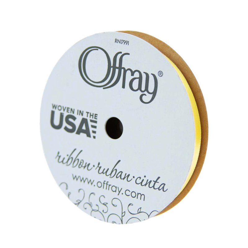 (2 Pack) Offray 0.375" Single Face Satin Light Pink Ribbon - Lemon Yellow Variation