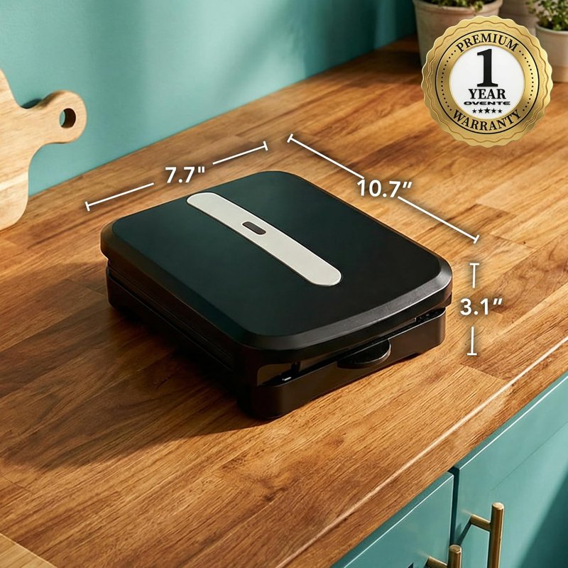 2-Serving Electric Indoor Grill and Panini Press - Non-Stick Compact Design