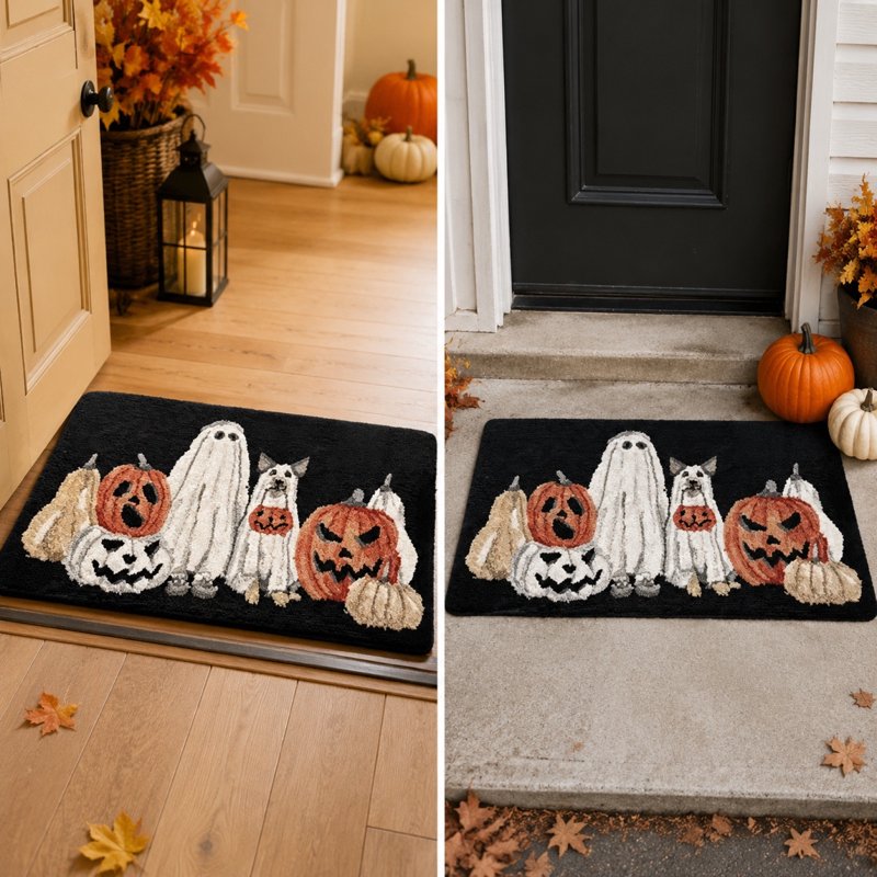 Halloween Doormat Non Slip Outdoor Entrance Rug Spooky Gothic Welcome Mat