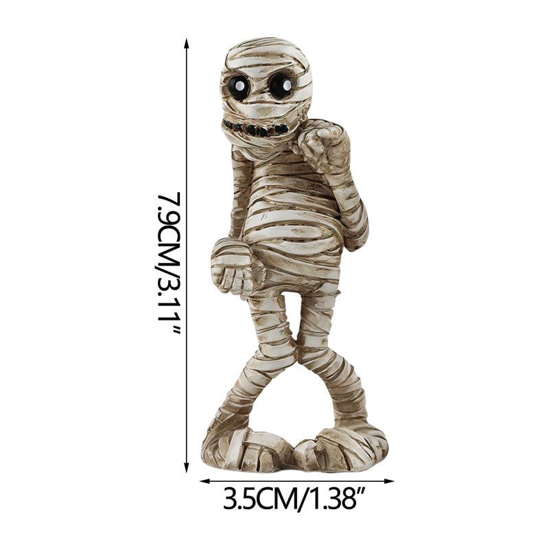 Halloween Mummy Figurines - Spooky Resin Decorations for Indoor Use