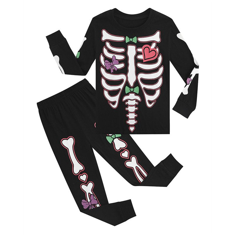 Glow-in-the-Dark Toddler Pajamas Set - Skeleton Print, 4T Bow Skeleton