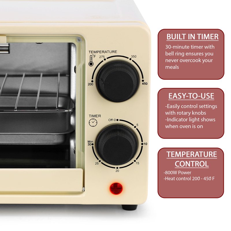 9 Quart Electric Countertop Toaster Oven - Cream