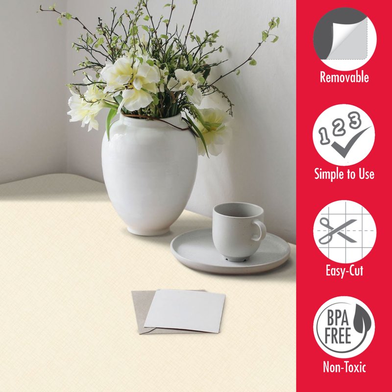 Self-Adhesive Vinyl Contact Paper Roll - Linen Cream, 18" x 16 ft