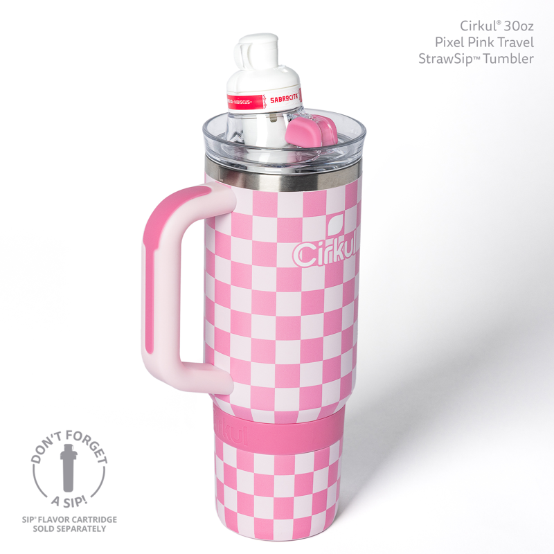 30oz Travel StrawSip Tumbler - Insulated Stainless Steel - Pixel Pink
