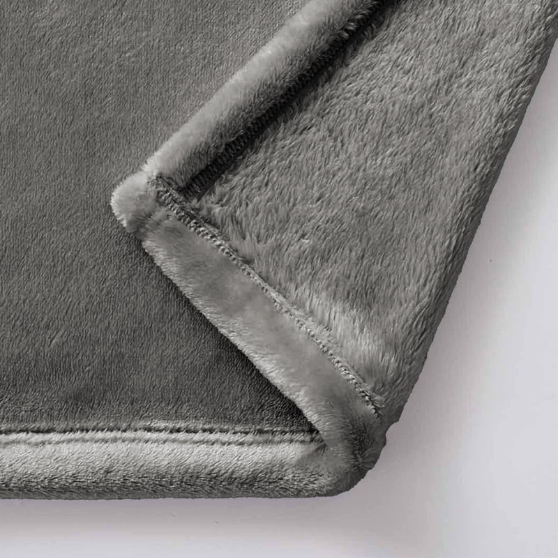 King Velvet Plush Blanket - Dark Grey, Cozy Reversible Bed Blanket for Adults & Teens