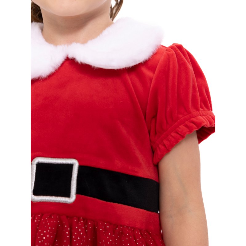 Toddler Girl Santa Velour Cosplay Dress - Red 2T, Holiday Costume
