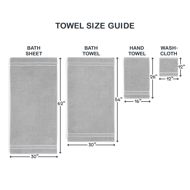 Mainstays Performance Textured Bath Sheet - Soft Silver, 62 x 30 Inches, Quick Dry
