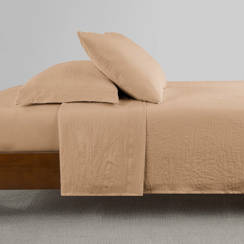 King Microfiber Bed Sheet Set with Enzyme Wash - Fatigue Tan, 4 Pieces