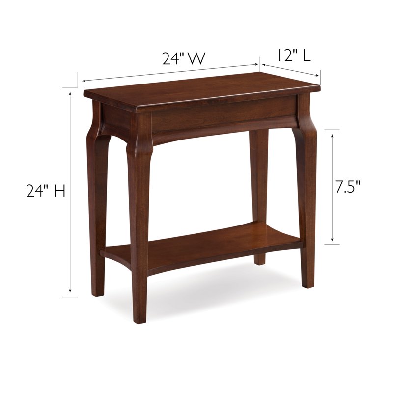 Solid Wood Narrow Side Table with Shelf - Multiple Finishes