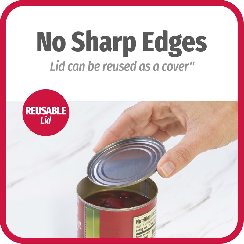 Manual Can Opener with Safe-Cut Stainless Steel Blade - Black