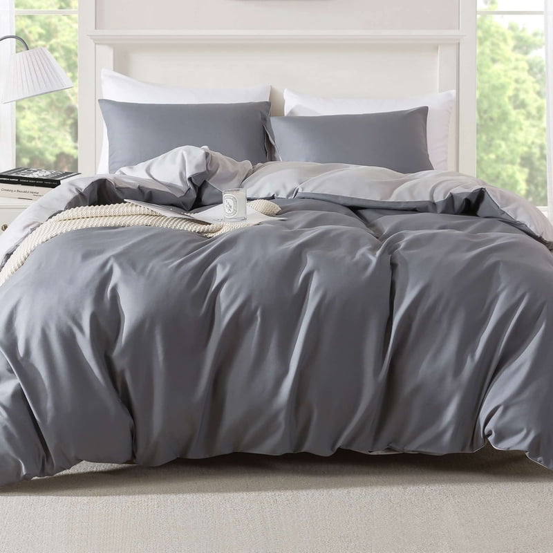 Mainstays Full/Queen Duvet Cover Set - All-Season Grey 3-Piece