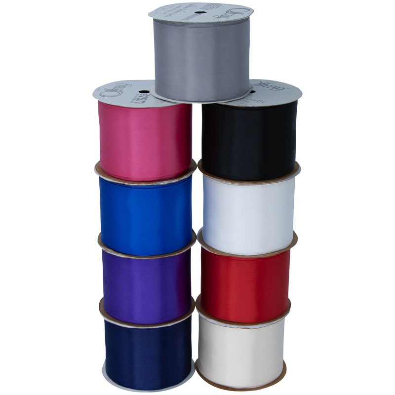 (2 Pack) Offray Opal Gray Satin Ribbon - 2 1/4 Inch Single Face Polyester, 9 Feet Each