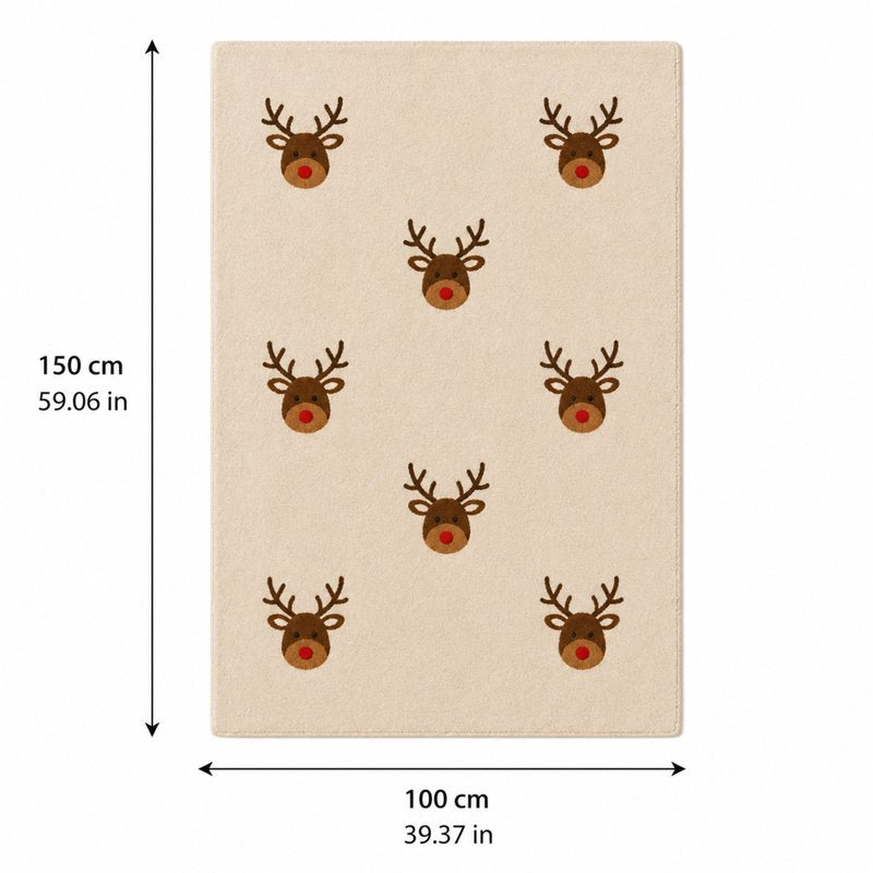 Reindeer Head Flannel Throw Blanket - 59x39in Rustic Christmas Decor