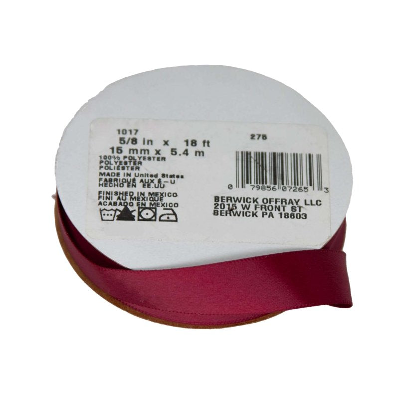 (4 Pack) Offray Red Wine Satin Ribbon 5/8 Inch, 18 Feet - Craft & Decoration