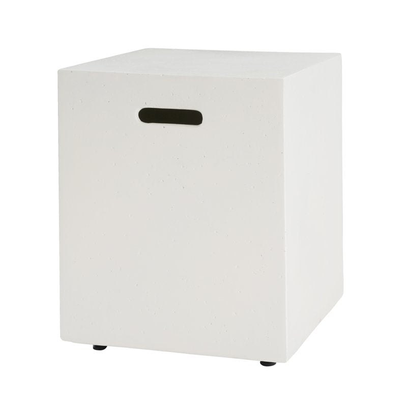 Lightweight Concrete Outdoor Tank Holder Side Table - White