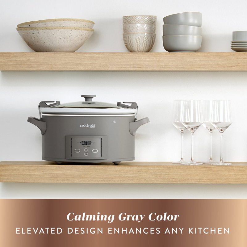 7-Quart Programmable Slow Cooker with Locking Lid - Gray